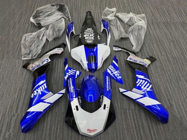 Mejores Carenados Moto Yamaha YZF 1000 R1 2015-2019 - Blanco Azul Negro Milwaukee