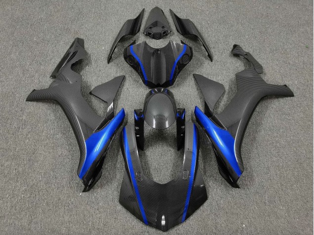 Mejores Carenados Moto Yamaha YZF 1000 R1 2015-2019 - Falso FibraCarbono Azul