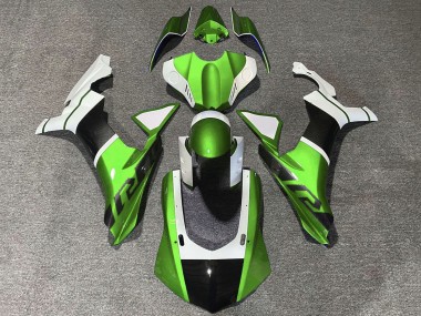 Mejores Carenados Moto Yamaha YZF 1000 R1 2015-2019 - Blanco Verde Falso FibraCarbono