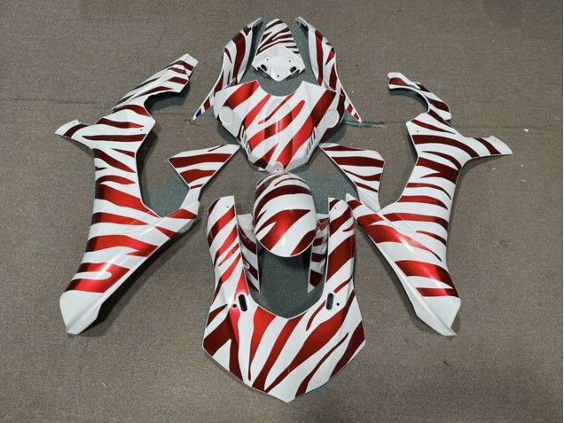 Mejores Carenados Moto Yamaha YZF 1000 R1 2015-2019 - Blanco Rojo Cebra
