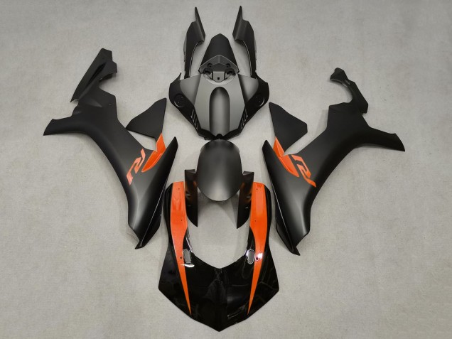 Mejores Carenados Moto Yamaha YZF 1000 R1 2015-2019 - Negro Mate Negro Brillante Naranja