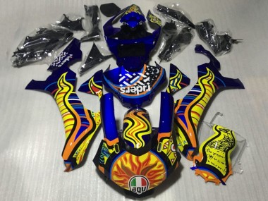Mejores Carenados Moto Yamaha YZF 1000 R1 2015-2019 - Azul Amarillo Naranja Tribal Sun