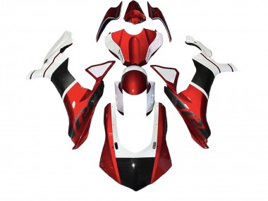Mejores Carenados Moto Yamaha YZF 1000 R1 2020-2025 - Blanco Rojo Falso FibraCarbono