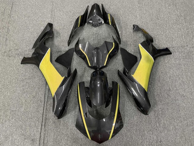 Mejores Carenados Moto Yamaha YZF 1000 R1 2020-2025 - Falso FibraCarbono Amarillo