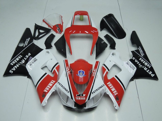 Mejores Carenados Moto Yamaha YZF 1000 R1 1998-1999 - Rojo Blanco Negro Brillante Petronas Yamalube