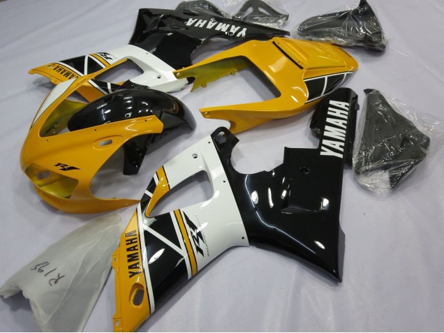 Mejores Carenados Moto Yamaha YZF 1000 R1 1998-1999 - Amarillo Blanco Negro Brillante