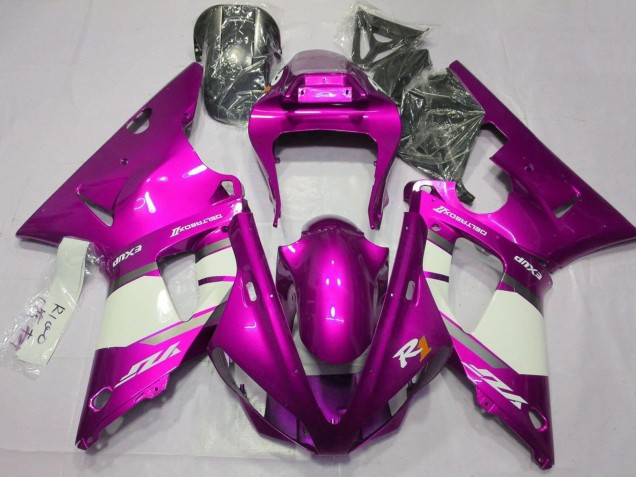 Mejores Carenados Moto Yamaha YZF 1000 R1 2000-2001 - Raspberry Blanco Plata