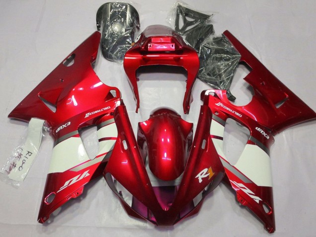 Mejores Carenados Moto Yamaha YZF 1000 R1 2000-2001 - Rojo Blanco Plata