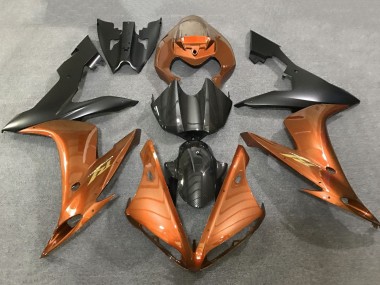 Mejores Carenados Moto Yamaha YZF 1000 R1 2004-2006 - Naranja Falso FibraCarbono Negro Mate