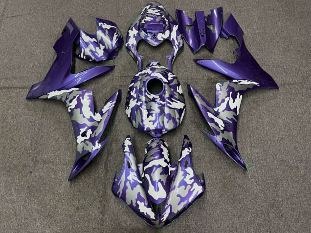 Mejores Carenados Moto Yamaha YZF 1000 R1 2004-2006 - Púrpura Blanco Gris Camouflage