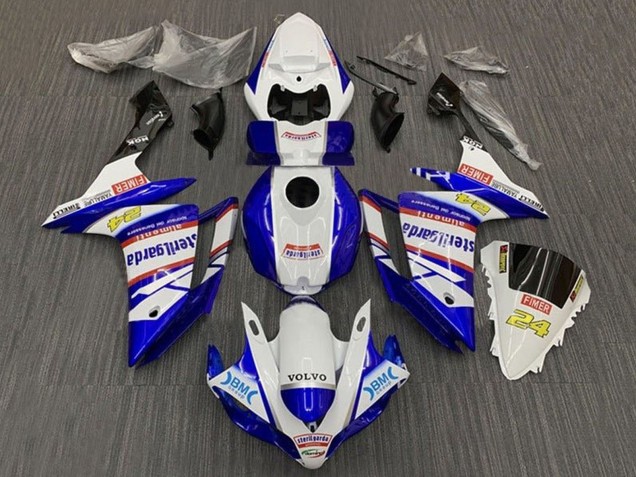 Mejores Carenados Moto Yamaha YZF 1000 R1 2007-2008 - Blanco Azul Rojo Volvo Fimer Sterilgarda
