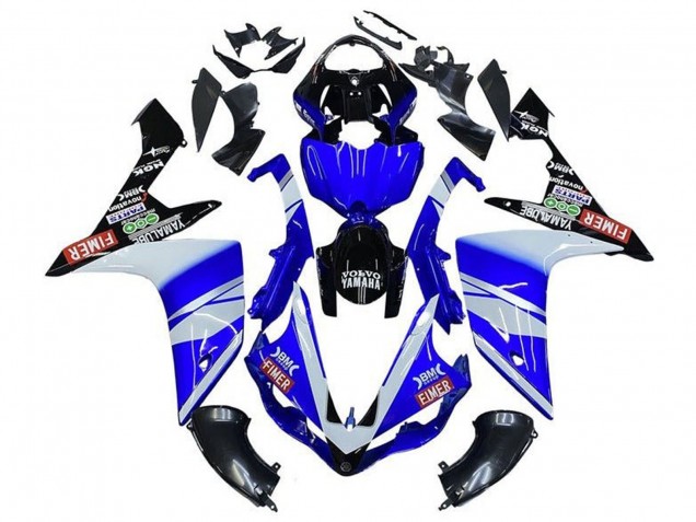 Mejores Carenados Moto Yamaha YZF 1000 R1 2007-2008 - Azul Blanco Negro Volvo Fimer Yamalube