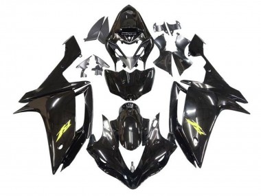 Mejores Carenados Moto Yamaha YZF 1000 R1 2007-2008 - Negro Brillante Oro Calcomanía