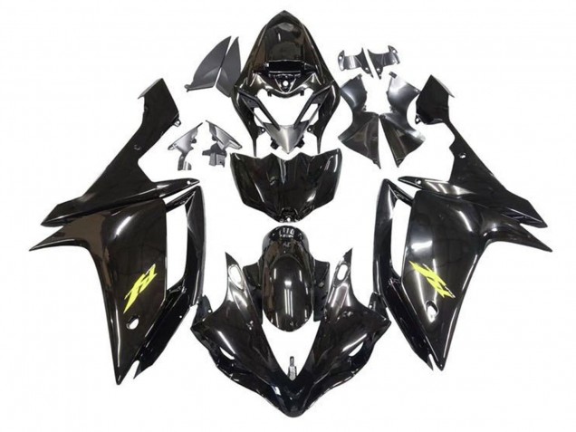 Mejores Carenados Moto Yamaha YZF 1000 R1 2007-2008 - Negro Brillante Oro Calcomanía