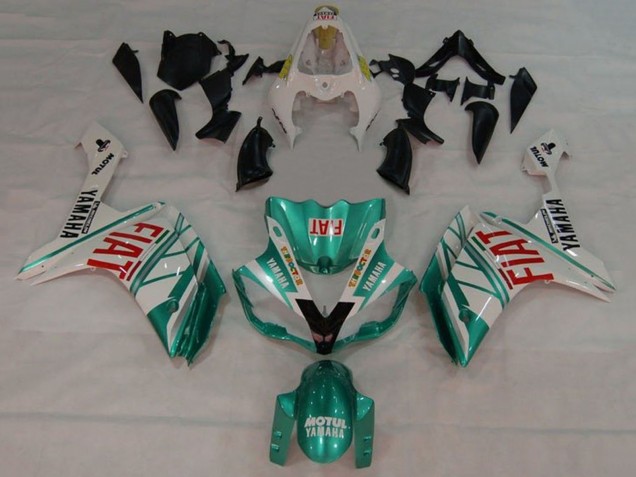 Mejores Carenados Moto Yamaha YZF 1000 R1 2007-2008 - Blanco Verde Rojo Fiat