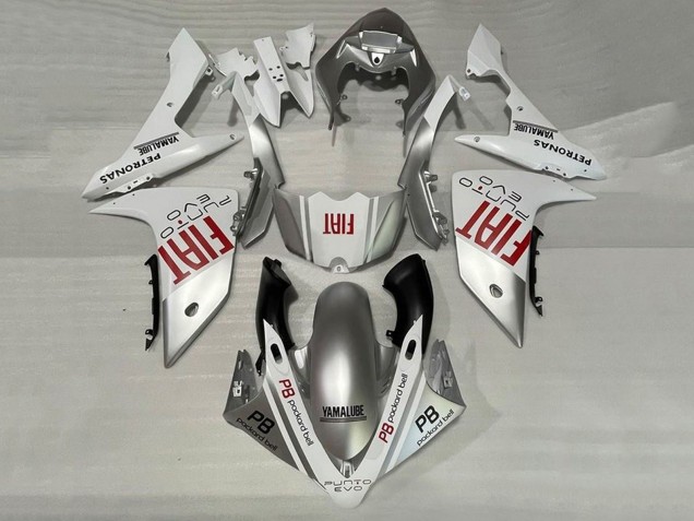 Mejores Carenados Moto Yamaha YZF 1000 R1 2007-2008 - Plata Blanco Rojo Fiat