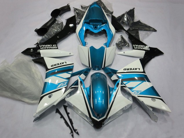 Mejores Carenados Moto Yamaha YZF 1000 R1 2007-2008 - Blanco Azul Claro Negro Layerd