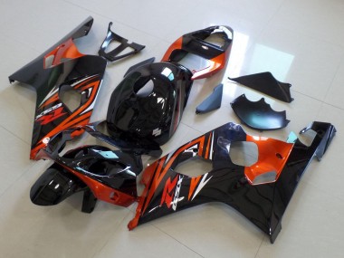 Mejores Carenados Moto Suzuki GSXR 600 / GSXR 750 2004-2005 - Negro Brillante Naranja