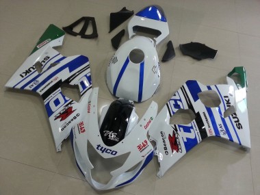 Mejores Carenados Moto Suzuki GSXR 600 / GSXR 750 2004-2005 - Blanco Azul Negro Verde Tyco