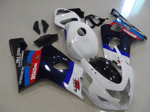 Mejores Carenados Moto Suzuki GSXR 600 / GSXR 750 2004-2005 - Blanco Azul Rojo Negro Motul