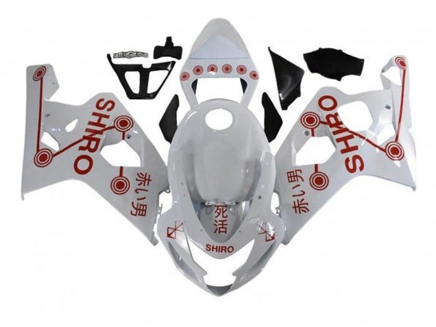 Mejores Carenados Moto Suzuki GSXR 600 / GSXR 750 2004-2005 - Blanco Rojo Shiro