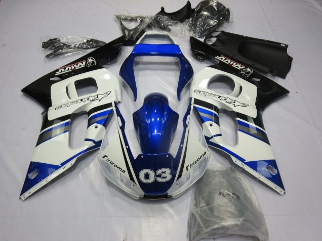 Mejores Carenados Moto Yamaha YZF R6 1998-2002 - Blanco Azul Negro Brillante Rizoma 03