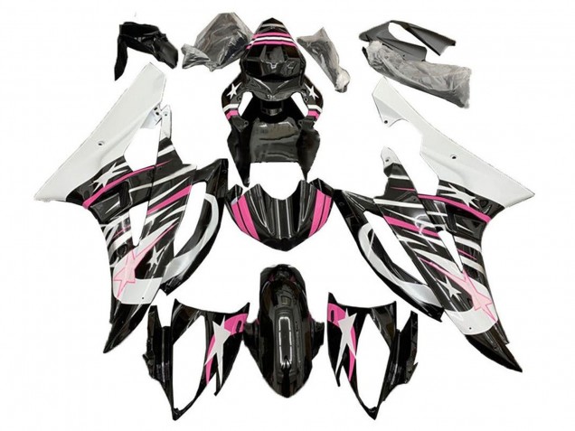 Mejores Carenados Moto Yamaha YZF R6 2006-2007 - Blanco Rosa Negro Estrella Llama