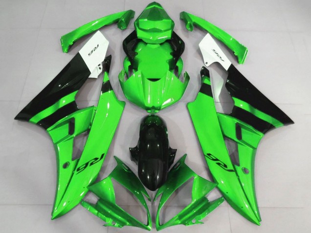 Mejores Carenados Moto Yamaha YZF R6 2006-2007 - Blanco Verde Negro Brillante