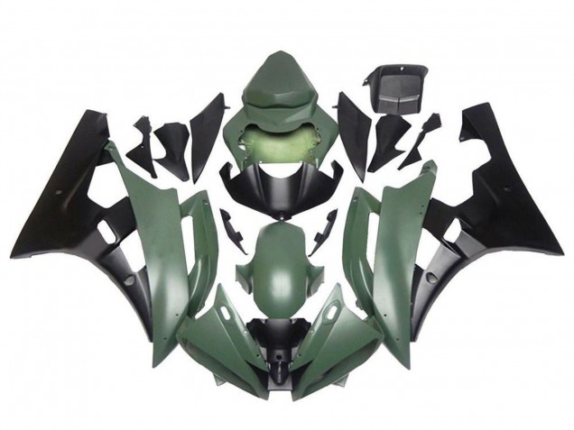 Mejores Carenados Moto Yamaha YZF R6 2006-2007 - Verde Militar Negro Mate