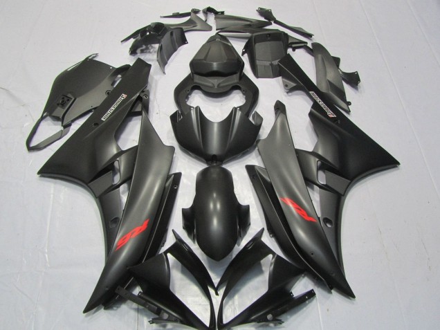 Mejores Carenados Moto Yamaha YZF R6 2006-2007 - Negro Mate Rojo Calcomanías