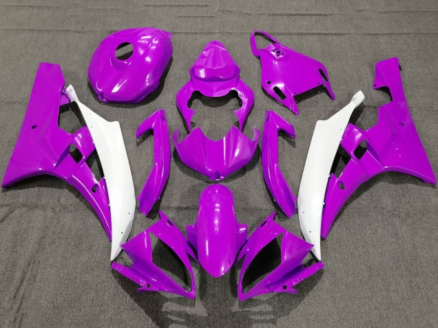 Mejores Carenados Moto Yamaha YZF R6 2006-2007 - Púrpura Blanco