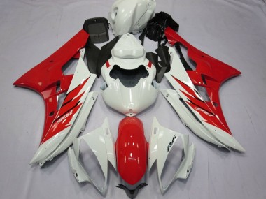 Mejores Carenado Moto Yamaha YZF R6 2006-2007 - Blanco Rojo