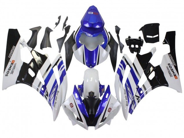 Mejores Carenados Moto Yamaha YZF R6 2006-2007 - Blanco Azul Negro ENEOS Yamalube
