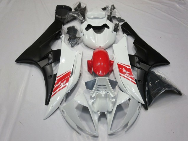 Mejores Carenados Moto Yamaha YZF R6 2006-2007 - Blanco Rojo Negro Mate