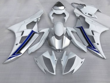 Mejores Carenados Moto Yamaha YZF R6 2006-2007 - Blanco Plata Azul Negro