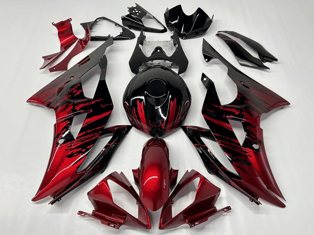 Mejores Carenados Moto Yamaha YZF R6 2008-2016 - Rojo Negro Brillante Fade