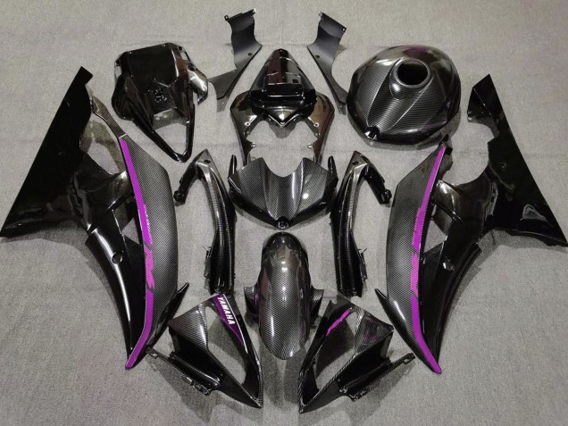 Mejores Carenados Moto Yamaha YZF R6 2008-2016 - Negro FibraCarbono Estilo Púrpura