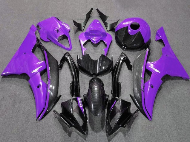 Mejores Carenados Moto Yamaha YZF R6 2008-2016 - Púrpura Negro FibraCarbono Estilo