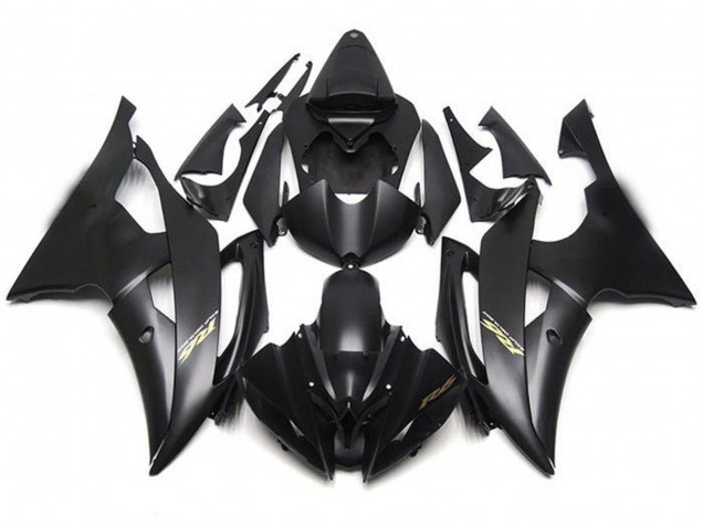 Mejores Carenados Moto Yamaha YZF R6 2008-2016 - Negro Mate Oro Calcomanías
