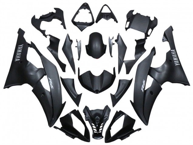 Mejores Carenados Moto Yamaha YZF R6 2008-2016 - Negro Mate Plata Calcomanías