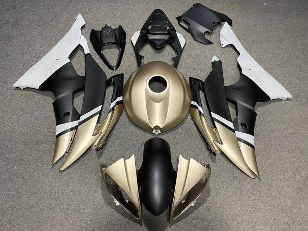 Mejores Carenados Moto Yamaha YZF R6 2008-2016 - Blanco Oro Negro Mate