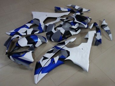 Mejores Carenados Moto Yamaha YZF R6 2008-2016 - Blanco Azul Gris Camouflage