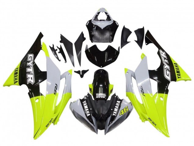 Mejores Carenados Moto Yamaha YZF R6 2008-2016 - Blanco Verde Negro Brillante GYTR