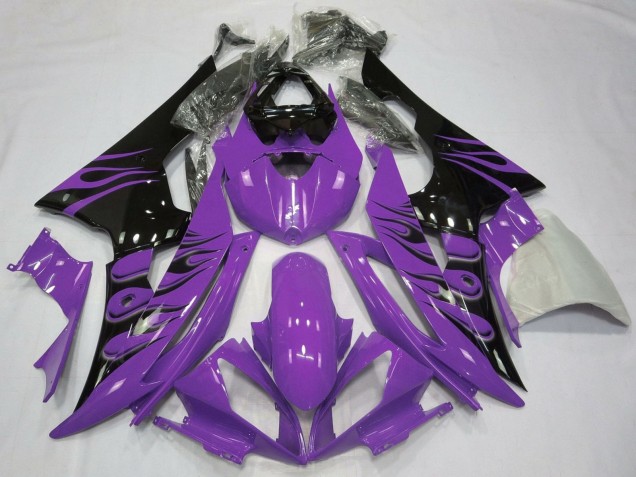 Mejores Carenados Moto Yamaha YZF R6 2008-2016 - Púrpura Negro Brillante Llama