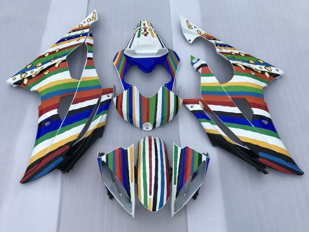 Mejores Carenados Moto Yamaha YZF R6 2008-2016 - Blanco Azul Verde Amarillo Rojo Arcoíris Raya