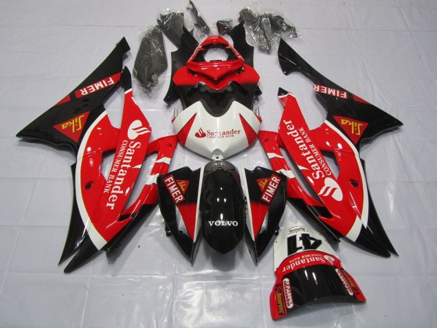 Mejores Carenados Moto Yamaha YZF R6 2008-2016 - Blanco Rojo Negro Santander