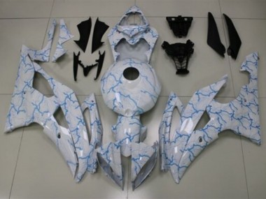 Mejores Carenados Moto Yamaha YZF R6 2008-2016 - Blanco Azul Claro Iluminación
