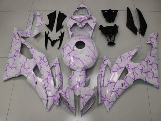 Mejores Carenados Moto Yamaha YZF R6 2008-2016 - Blanco Púrpura Iluminación