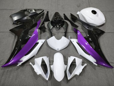 Mejores Carenados Moto Yamaha YZF R6 2008-2016 - Blanco Púrpura Negro Brillante