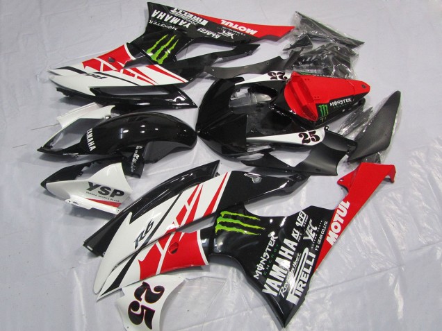 Mejores Carenados Moto Yamaha YZF R6 2008-2016 - Blanco Rojo Negro Brillante Verde Monstruo 25